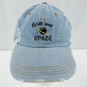 Give Me Space Embroidered Denim Distressed Baseball Hat Cap Adjustable